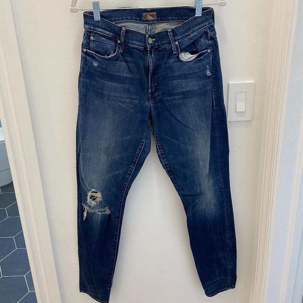 Mother Dark Distressed Jeans